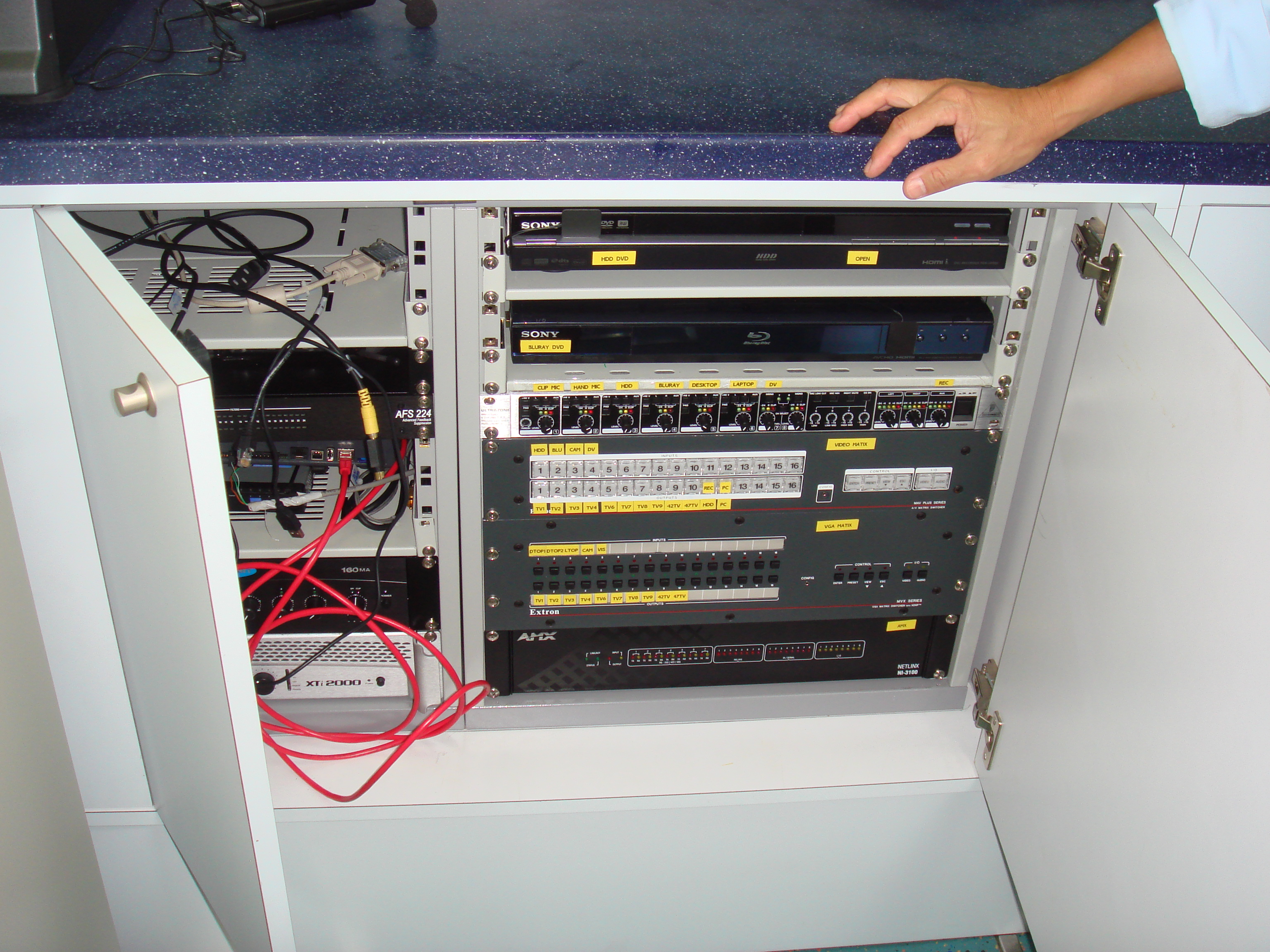 The audio-visual controllers of the mobile laboratory.